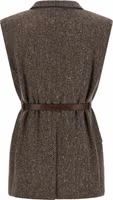 Brown Virgin Wool Sleeveless Jacket 2