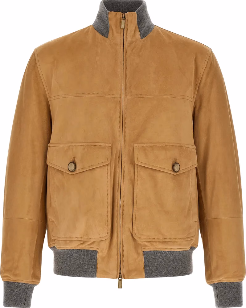 Beige Lamb Leather Leather Jacket