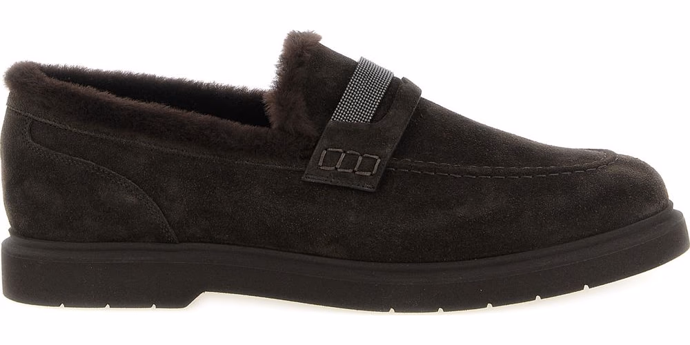 Brown Calfskin Slip-On Loafers