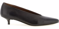 Brown Calfskin Mid Heel Pumps 1