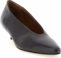 Brown Calfskin Mid Heel Pumps 2