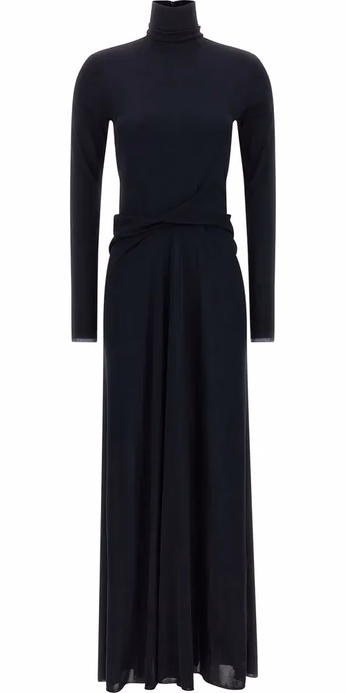 Blue Viscose Long Dress