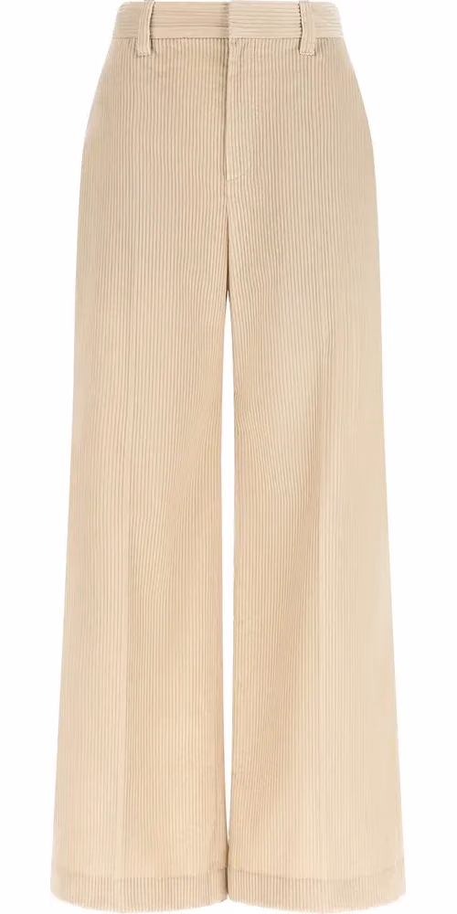 Beige Cotton Casual Pants