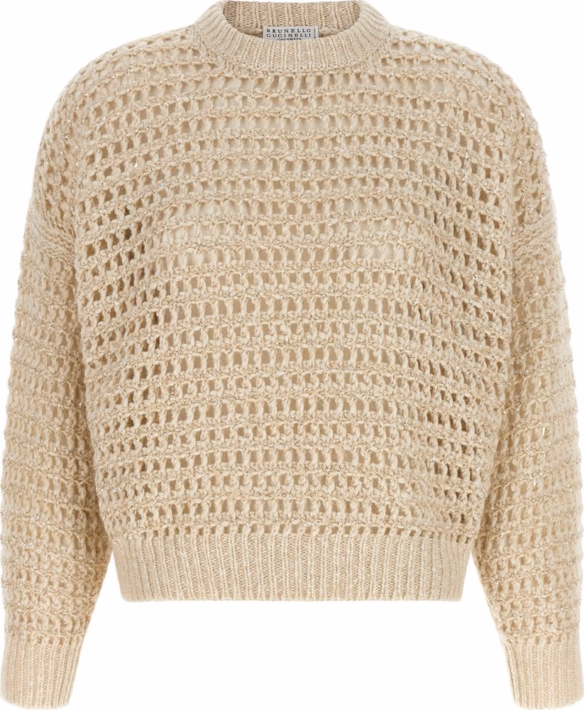 Beige Elastane Cardigan