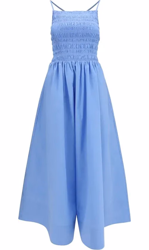 Blue Cotton Casual Dress