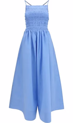 Blue Cotton Casual Dress