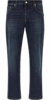 Blue Cotton Cropped Jeans 1