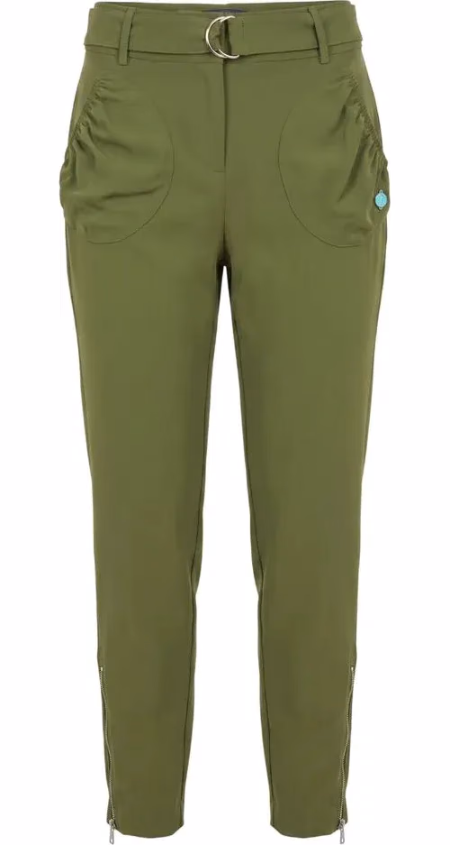 Green Polyester Women Pants