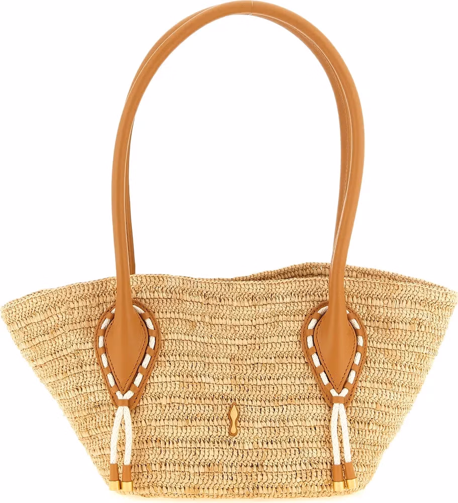 Beige Raffia Tote Bag