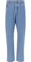 Blue Cotton Straight-Leg Jeans 1