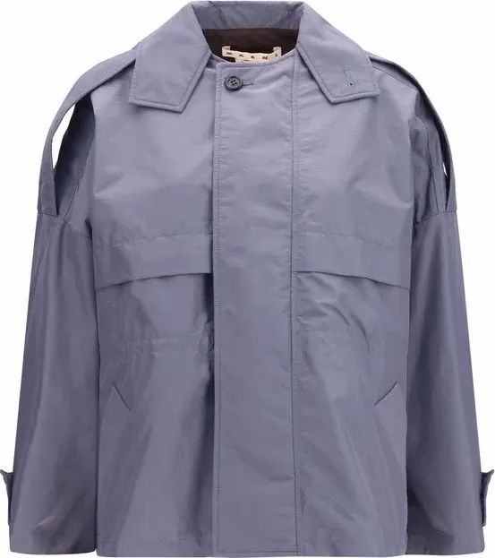 Gray Polyamide Full-Length Jacket
