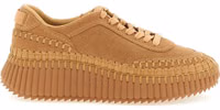 Beige Polyester Platform Sneakers 1