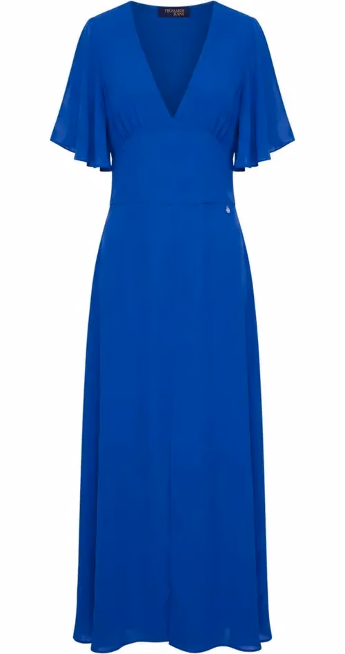 Blue Polyester Women Dress