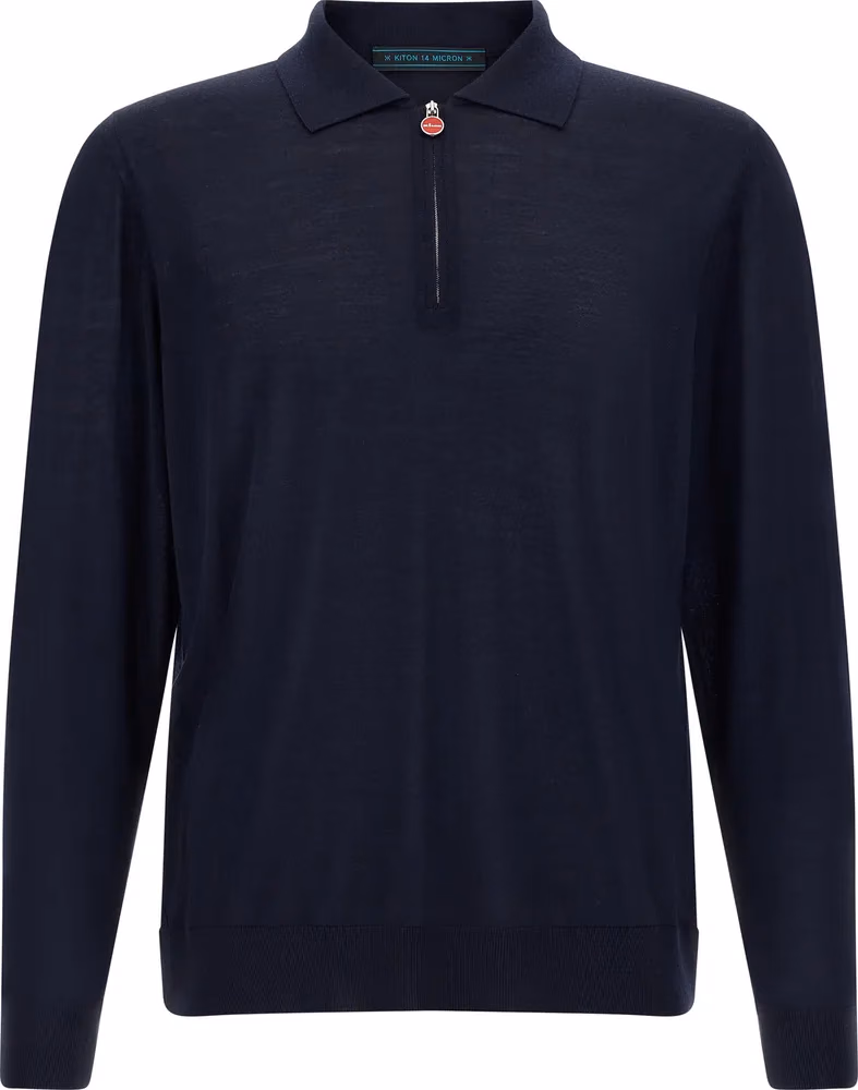 Blue Wool Polo Shirt