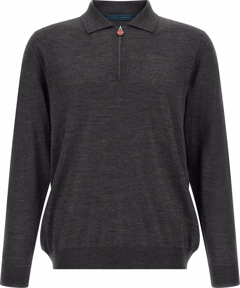 Gray Wool Polo Shirt