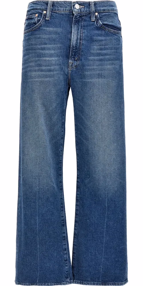 Blue Cotton Straight-Leg Jeans