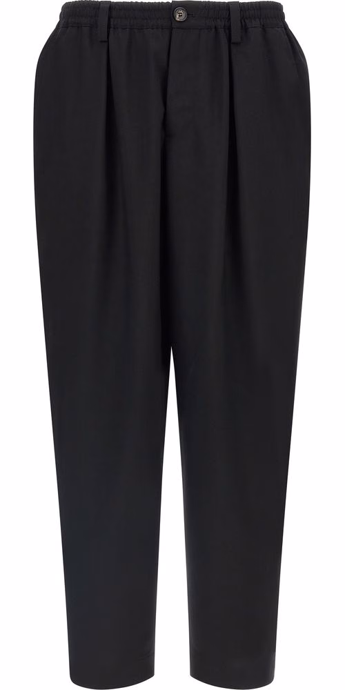 Black Virgin Wool Cropped Pants