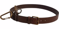 Men Brown Leather Gold Buckle Carabine Belt 3
