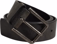 Black Leather Brushed Metal Buckle Men Belt 2