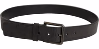 Black Leather Brushed Metal Buckle Men Belt 3