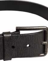 Black Leather Brushed Metal Buckle Men Belt 4