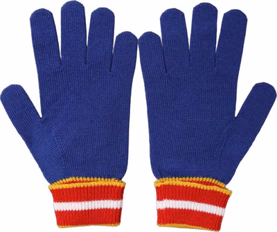 Blue Striped Wool DG Logo Embroidered Gloves