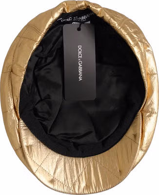 Men Gold Wide Quilted Newsboy Capello Hat