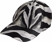 Men Black Silver Zebra Pattern Baseball Cap Hat 3