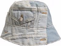 Men Blue Patchwork Cotton Denim Bucket Cap Hat 2
