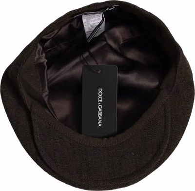 Men Brown Cotton Flat Cloth Newsboy Cap Hat