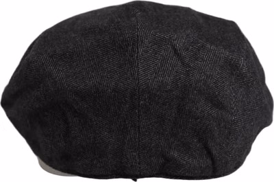 Men Black Cotton Flat Cloth Newsboy Cap Hat