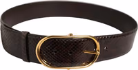 Brown Python Leather Gold Metal Buckle Belt 3