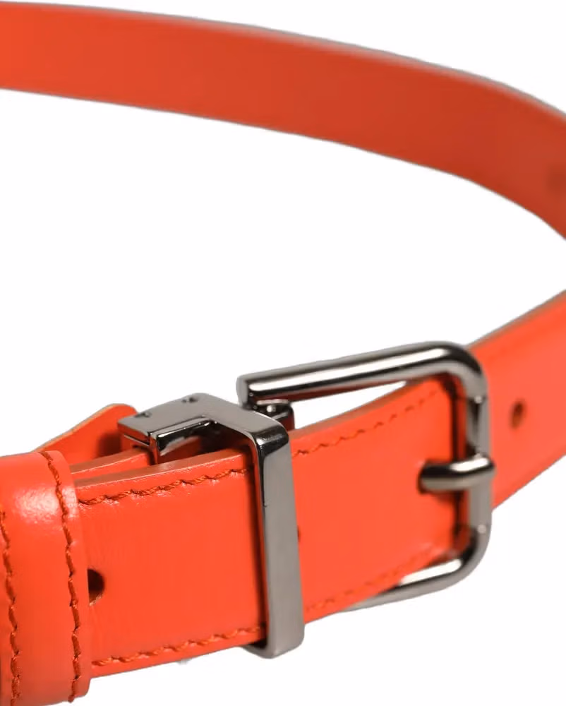 Red Leather Silver Metal Buckle Cintura Belt