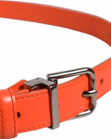 Red Leather Silver Metal Buckle Cintura Belt 1