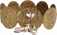 Gold Tone Brass Coin Metal Waist Cintura Belt 2