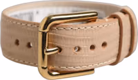 Beige Textured Leather Gold Buckle Belt Strap Bracelet 1