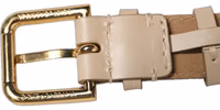 Beige Calfskin Leather Gold Buckle Belt Strap Bracelet 5