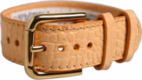 Beige Embossed Leather Gold Buckle Belt Strap Bracelet 1