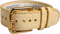 Beige Embossed Leather Gold Buckle Belt Strap Bracelet 1