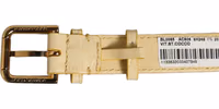 Beige Embossed Leather Gold Buckle Belt Strap Bracelet 5