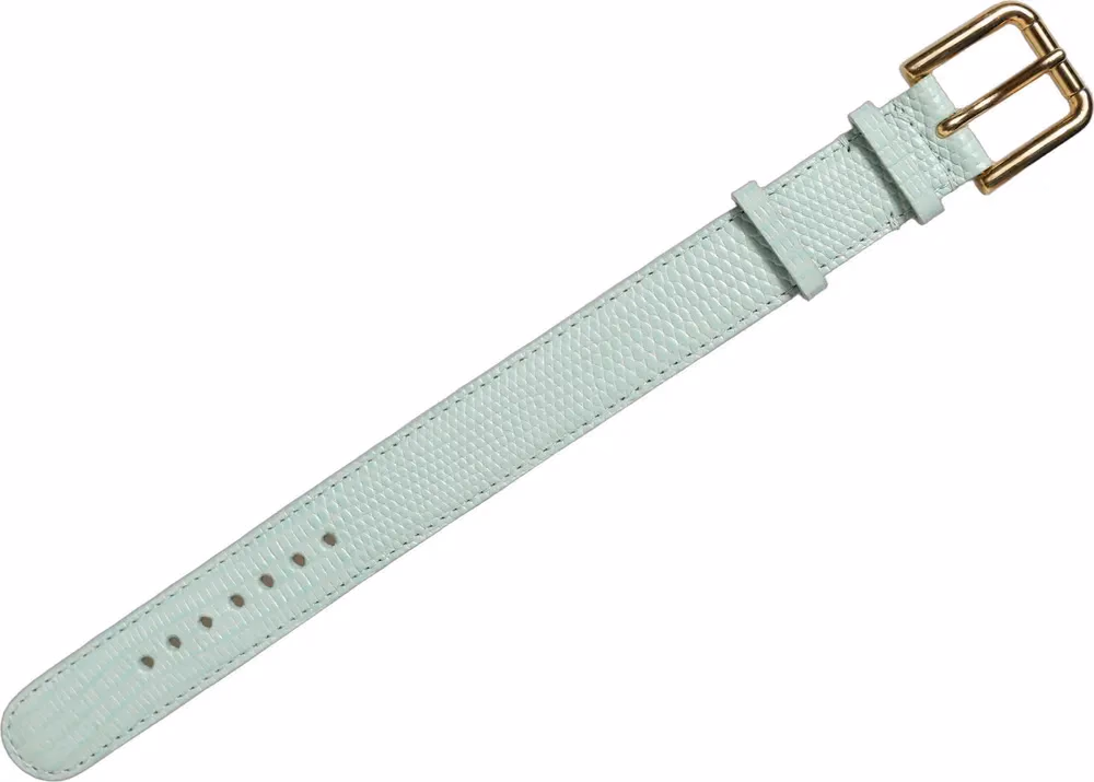 Green Textured Leather Gold Buckle Belt Strap Bracelet