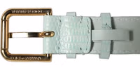 Green Textured Leather Gold Buckle Belt Strap Bracelet 4