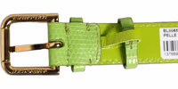 Green Textured Leather Gold Buckle Belt Strap Bracelet 4