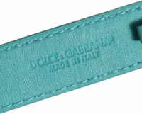 Blue Embossed Leather Gold Buckle Belt Strap Bracelet 3