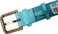 Blue Textured Leather Gold Buckle Belt Strap Bracelet 5