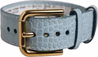 Blue Embossed Leather Gold Buckle Belt Strap Bracelet 1