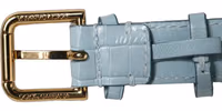 Blue Embossed Leather Gold Buckle Belt Strap Bracelet 5