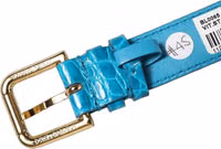 Blue Embossed Leather Gold Buckle Belt Strap Bracelet 5