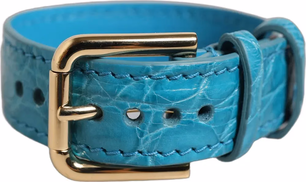 Turquoise Texture Leather Gold Buckle Belt Strap Bracelet