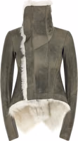 Gray Lamb Fur Leather Jacket 1